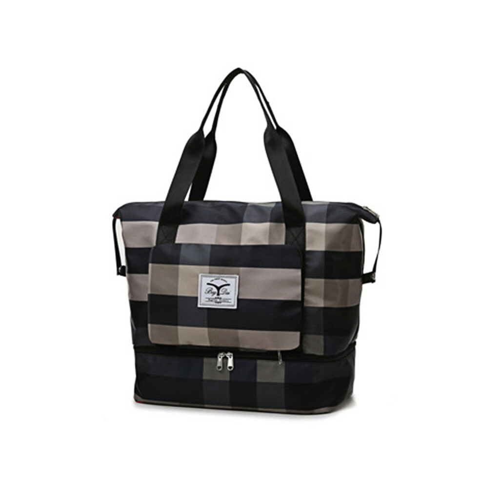 (Noir) Sac de sport à bandoulière pliable et extensible, sac de voyage de grande capacité, sac de rangement pour