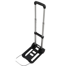 Folding Luggage Cart with 2 Wheels Small Hand Truck with Drawbar Light Duty Dolly for Moving Shopping Travel Black