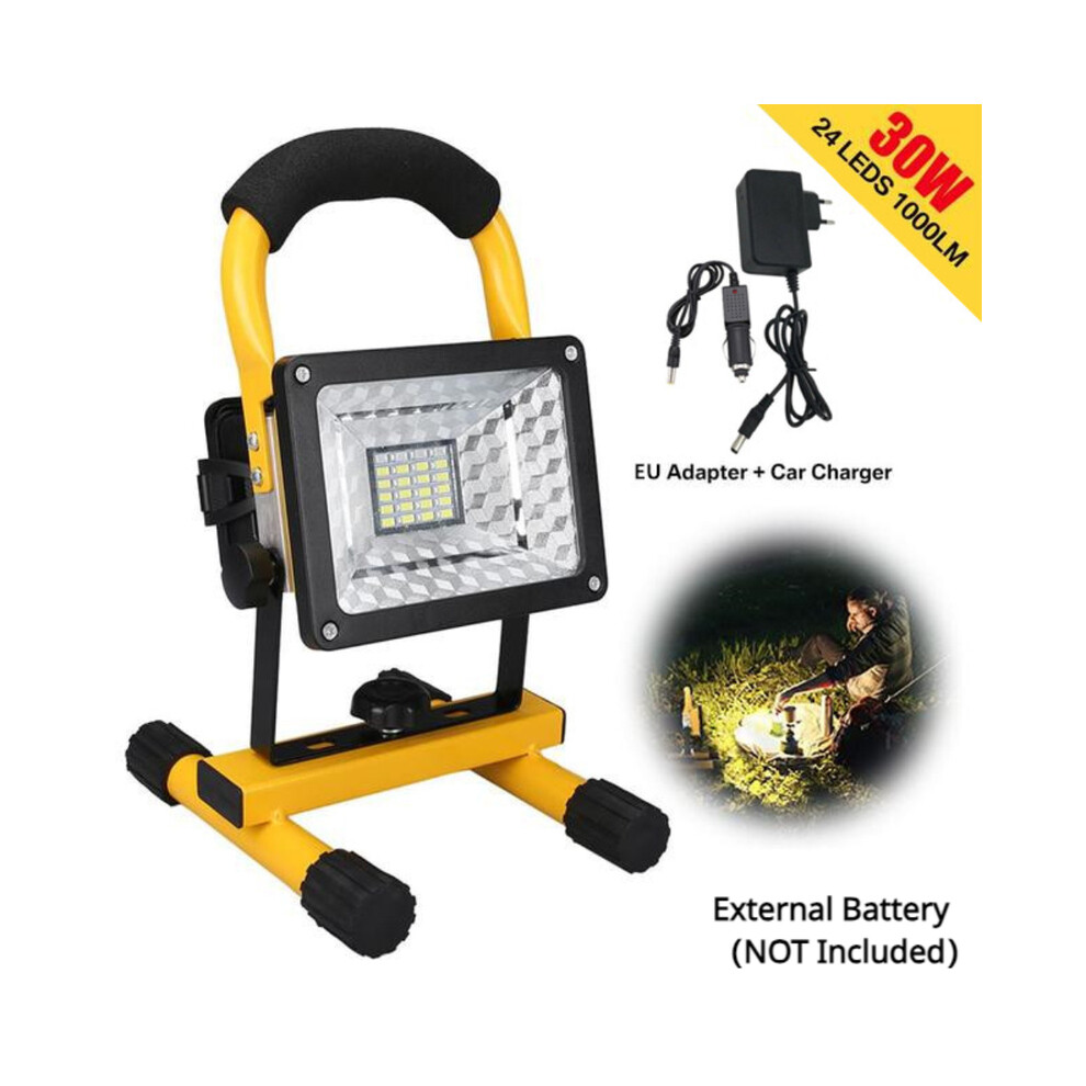 (Prise UE 30 W) Projecteur LED portable rechargeable 30 W, étanche, à piles, pour travaux extérieurs, camping