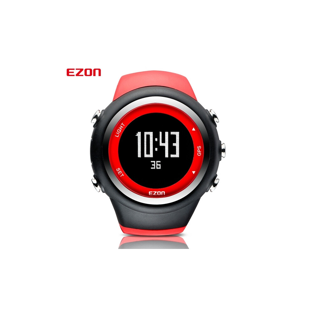 Montre de sport numérique pour homme (rouge), GPS, compteur de vitesse, allure, distance, calories brûlées, étanche