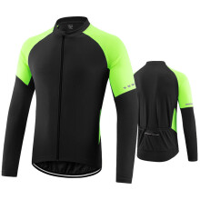 Men's Basic Riding Jerseys Full Zipper Long Sleeves Bike Shirt with Reflective Strips Lightweight Breathable Biking Jersey for Men