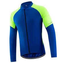 Men's Basic Riding Jerseys Full Zipper Long Sleeves Bike Shirt with Reflective Strips Lightweight Breathable Biking Jersey for Men