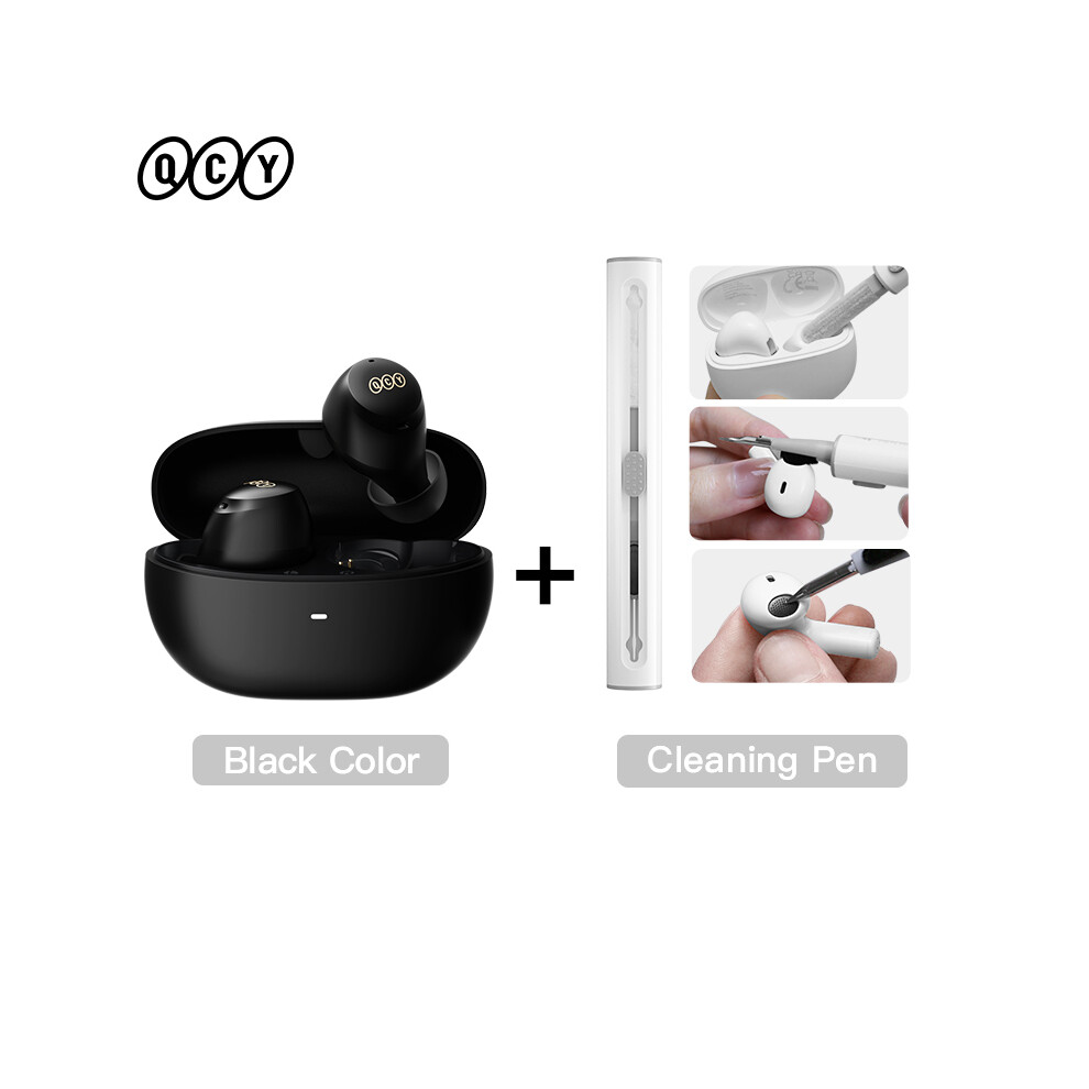 (Noir avec CleanPen) Casque sans fil HT07 ANC Écouteurs TWS à réduction de bruit 40 dB 6 micros Appels HD AI Bluetooth