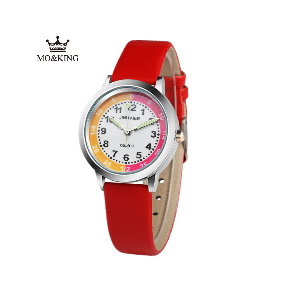 (Rouge) Marque Mignon Bébé Unique Enfants Garçons Filles Enfants Quartz Montre-Bracelet Numéro Horloge Cadeaux
