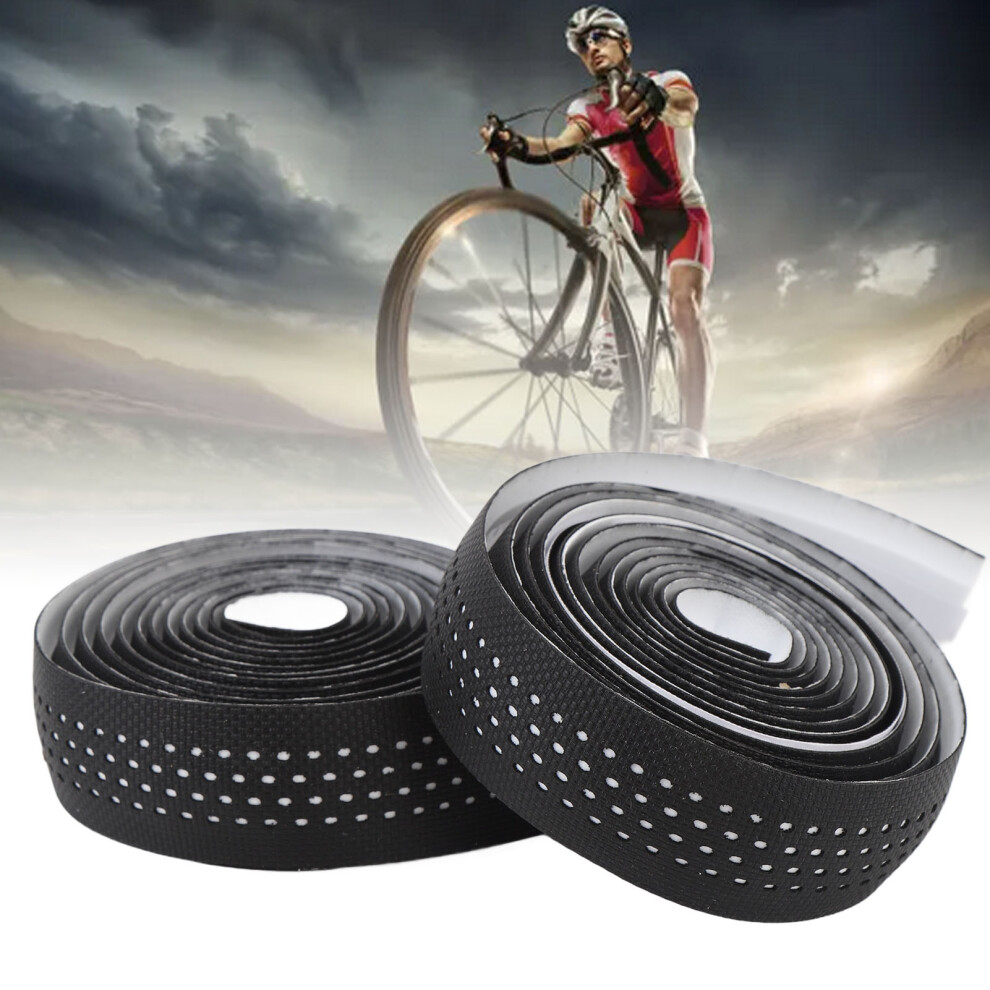 Handlebar Tape Silicone Grip Cycling Handle Wraps Non Slip Sweat Absorbent Dirty Resistant Winding Strap with Plugs Black with White Bottom-image-OPC-PH9GF9K-NEW