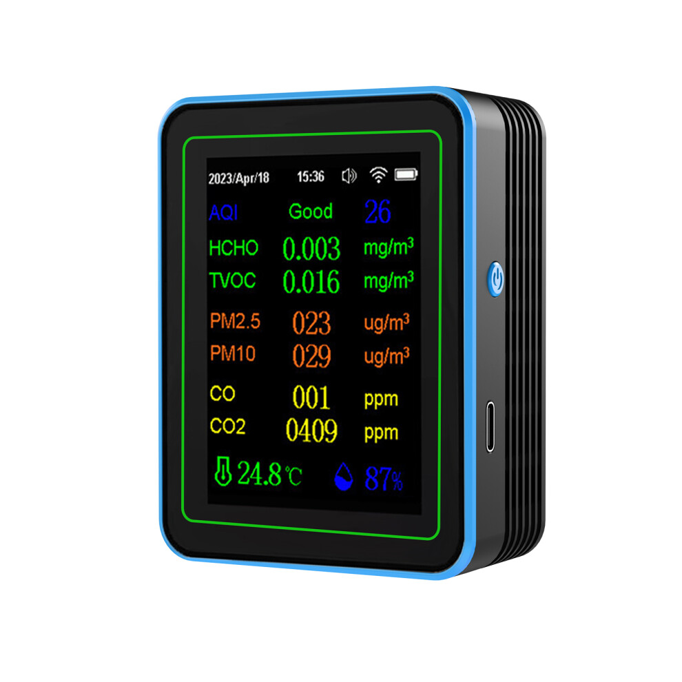 Wifi 12 In 1 Air Quality Detector Carbon Dioxide Detector With Time/ Date Display Aqi Pm2.5 Pm10 Hcho Tvoc Co Co2 Temperature Humidity Mete 8421296735391