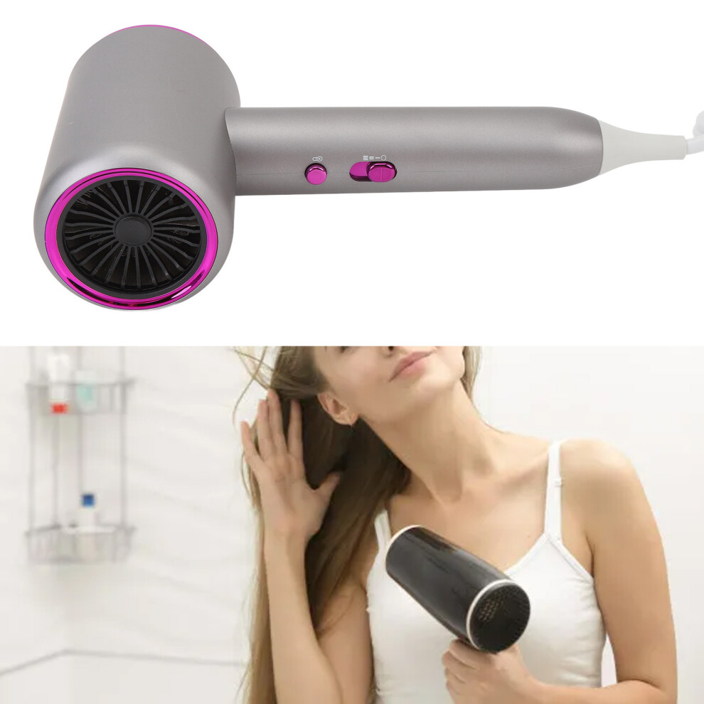 Grey Ionic Hair Dryer 20000Rpm Quick Drying Low Noise 2 Temperature Settings 3 Airflow Speeds Blow Dryer For Home