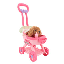 Pet Doll Stroller Toy Pretend Play Dog Large Push Cart Educational Toy for Boys Girls Children Teddy