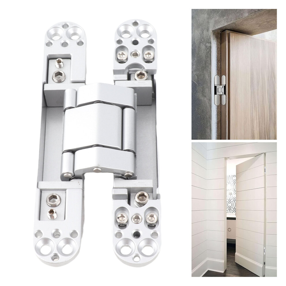 Hidden Door Hinge Zinc Alloy 3 Way Adjustable 180 Degree Swing Quiet Invisible Concealed Hinge For Home Silver 8111296753784