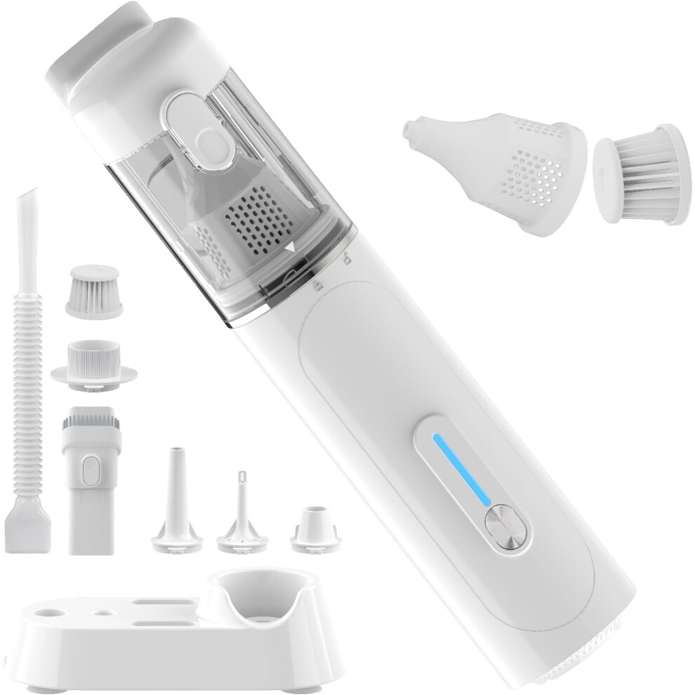(White) Car Vacuum Portable Cordless, 4-In-1 Handheld Vacuum Cleaner With 19000Pa Suction & Blow, Lightweight Rechargeable Mini Vacuums White 749691427986