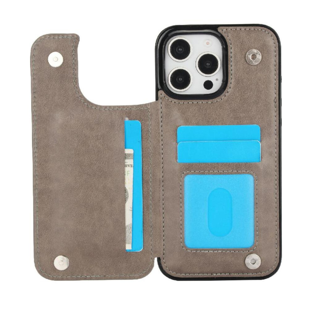 Photos - Case  Wallet with Card Holder  for iphone 16 Pro Pattern Flower Flip Shockproof Double Buttons Embossed Mandala Pu Lea(Gray )
