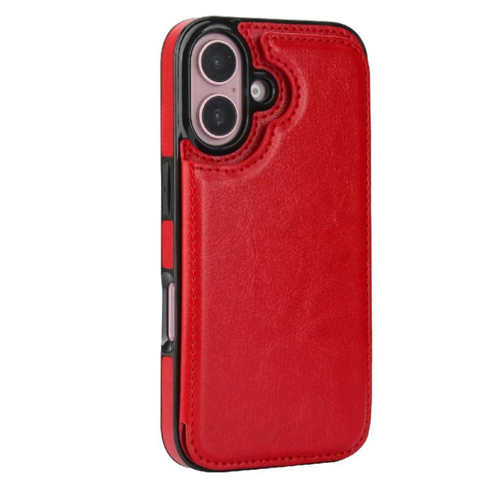 (Red) Wallet Case For Iphone 16 Card Slots Pu Leather Kickstand With Card Holder Double Magnetic Clasp Red 764563521081