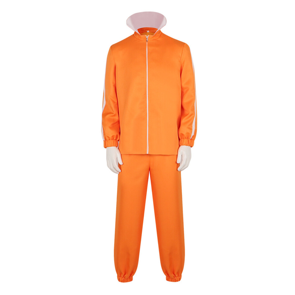 (Orange, L) Minion Victor Cosplay Costume Halloween Outfit Despicable Me Same Style Polyester Fabric 1set