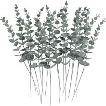 24pcs Artificial Eucalyptus Leaves Stems Real Grey Green Touch Branches for Home Office Centerpiece Wedding Banquet Flower Arrangement Decoration