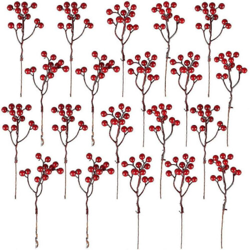 20pcs Bouquet Artificial Berry Branch Red Berry,artificial Red Berries 2