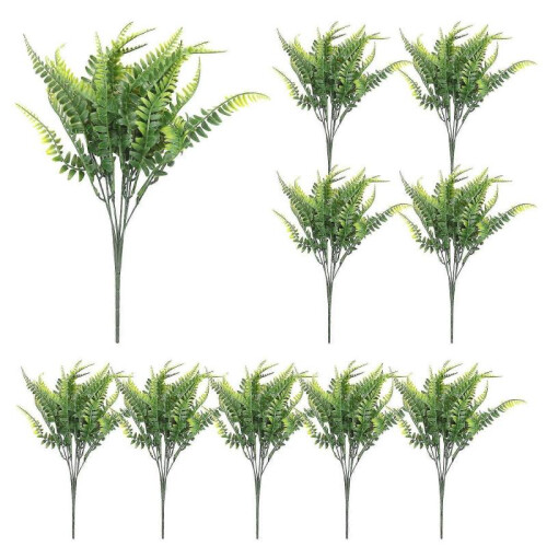 10pcs Artificial Boston Fern Plastic Hanging Greenery Home Decor