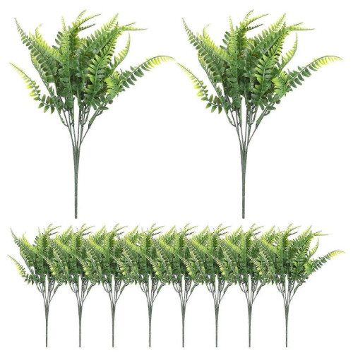 10pcs Artificial Boston Fern Plastic Hanging Greenery Home Decor 2