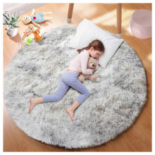 (120x120 cm- Round Rug For Living Room, Tie Dye Light Grey) Extra Large Rugs Fluffy Shaggy Living Room Rug