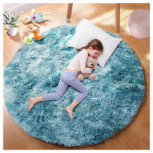 (120x120 cm- Round Rug For Living Room, Tie Dye Teal) Extra Large Rugs Fluffy Shaggy Living Room Rug