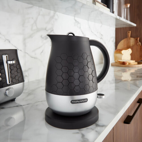 Morphy Richards Morphy Richards Cassini 1.7L Kettle in Moonless Night Black & Silver 2