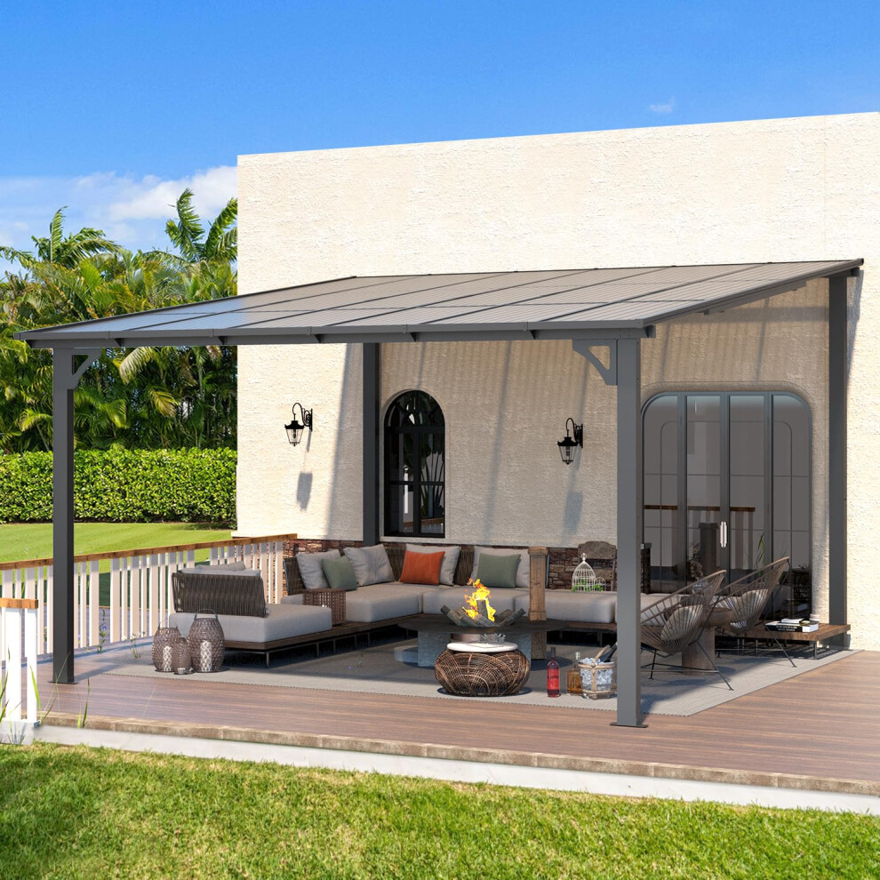 (3.65m x 3.65m) YODOLLA Aluminium Gazebo Hardtop Lean to Pergola