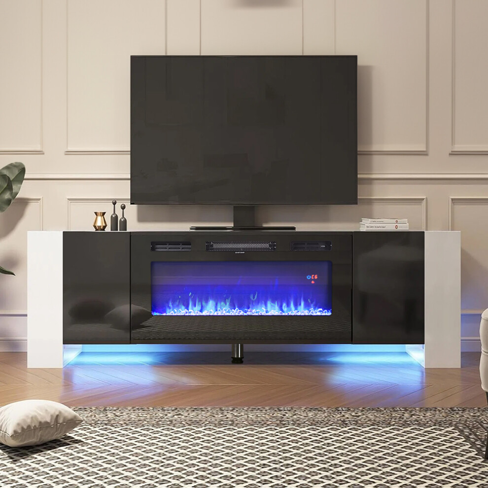 15.8 inch W Modern LED TV Stand with 12 Colour Electric Fireplace