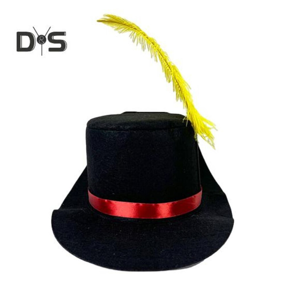Unisex Feather Hat Stage Performance Hat Solid Color Felt Design Flat Top Wide Brim Snowman Hat Halloween Cosplay Hat for Adult And Children