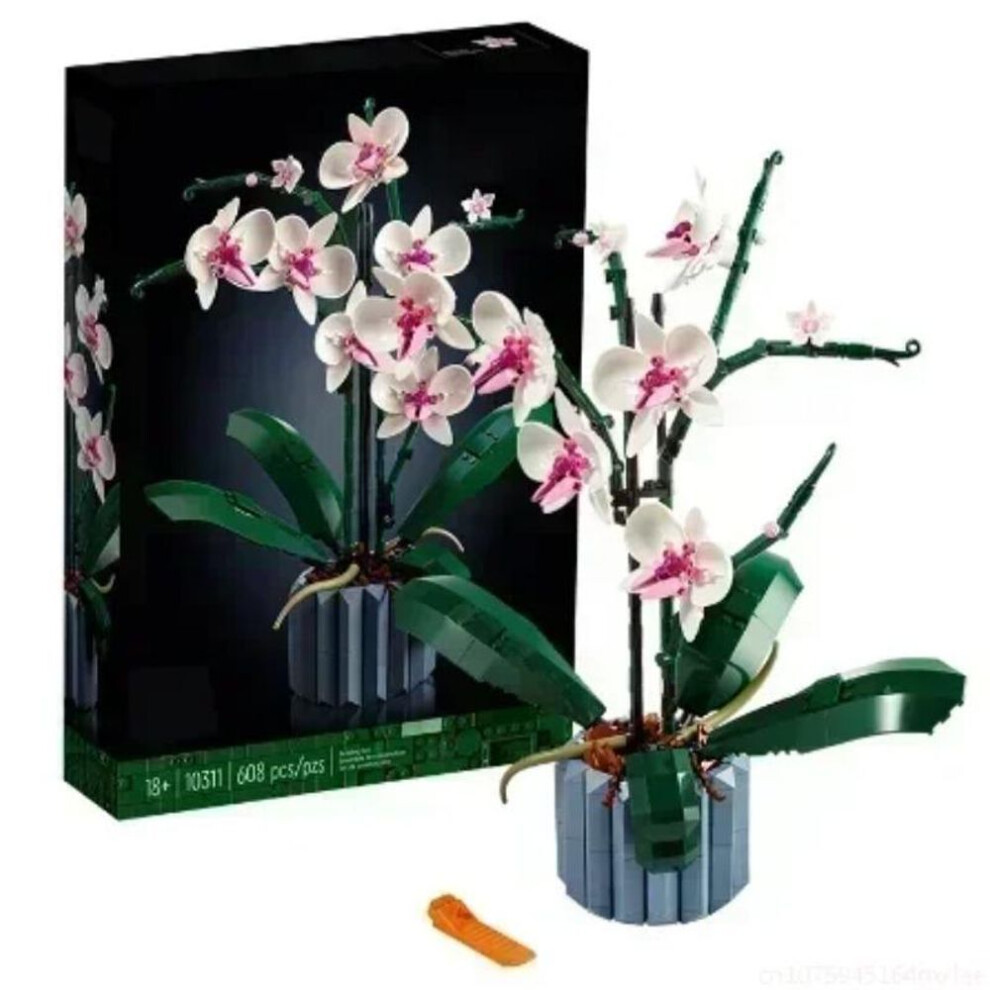 (mint green) 10311 Building Blocks Set Mini Model Orchid Pot Creative Flower Bouquet Ideas Assembled Diy Bricks Educational Toys For Children