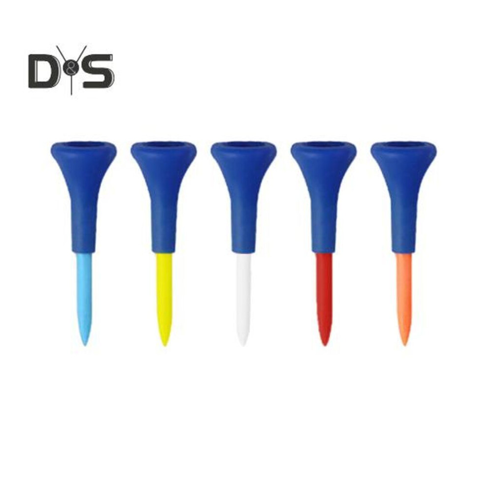 (as the picture, M) 5Pcs Golf Tees Unbreakable Plastic Golf Tees Bulk with Wide Soft Rubber Cap Reduces Friction Side Spin Golf Accessories for Men