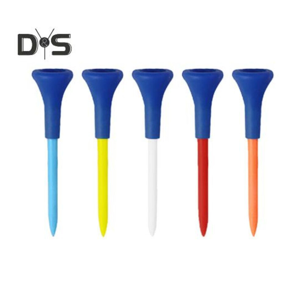 (as the picture, L) 5Pcs Golf Tees Unbreakable Plastic Golf Tees Bulk with Wide Soft Rubber Cap Reduces Friction Side Spin Golf Accessories for Men