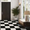 Floor Tile Plain 30.5x30.5cm Black & White 10 Tiles Per Pack 2