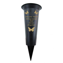 Mum Plastic Spike Memorial Graveside Flower Vase With Butterfly Decoration