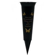 Nan & Grandad Plastic Spike Memorial Graveside Flower Vase Butterfly Decoration