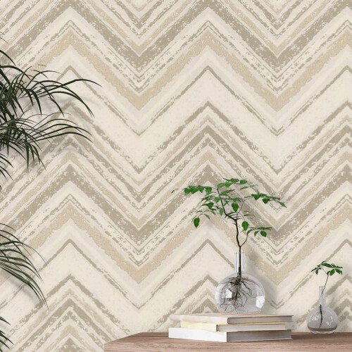 Prestigious Cream Gold Geometric Pattern Durable Paste The Wall Wallpaper 2