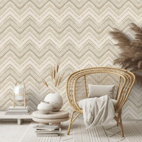 Prestigious Cream Gold Geometric Pattern Durable Paste The Wall Wallpaper 1