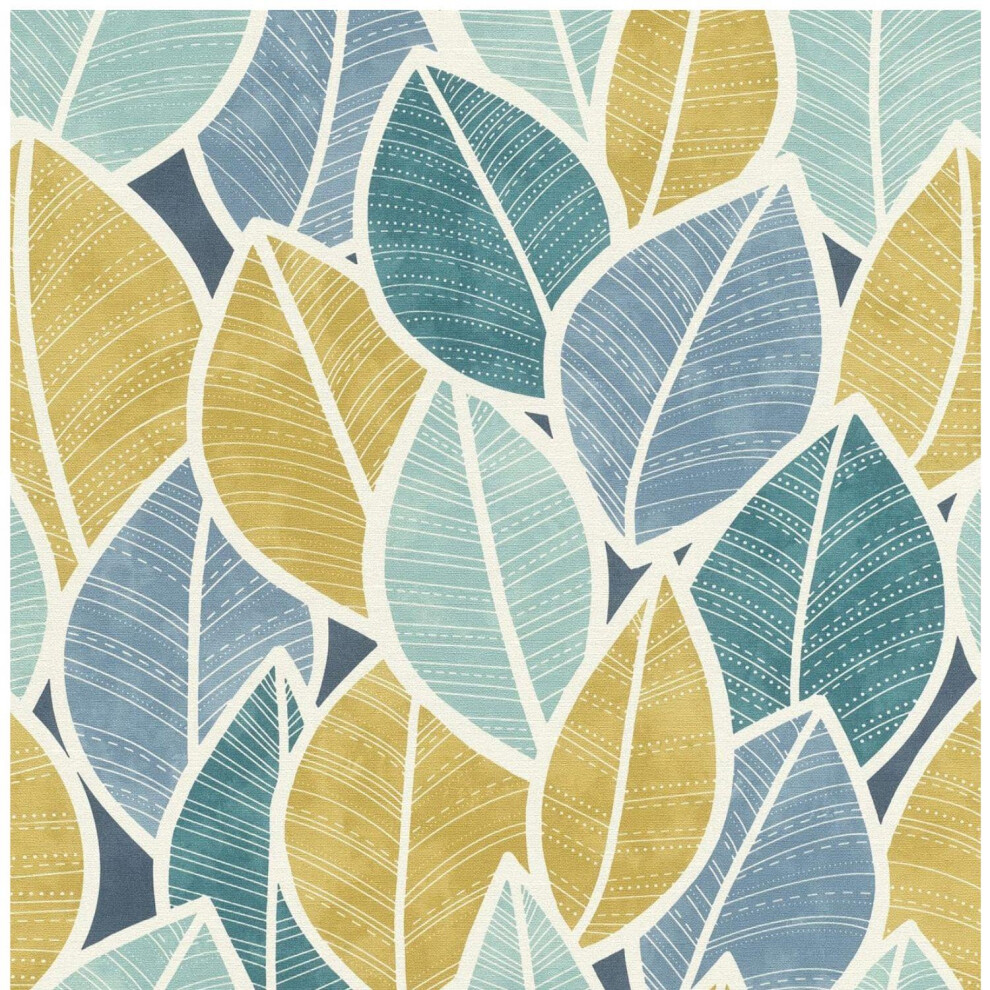 Photos - Wallpaper Rasch Colorfull Leaves Botanical Pattern Extra Washable Paste The Wall  WL-480139 