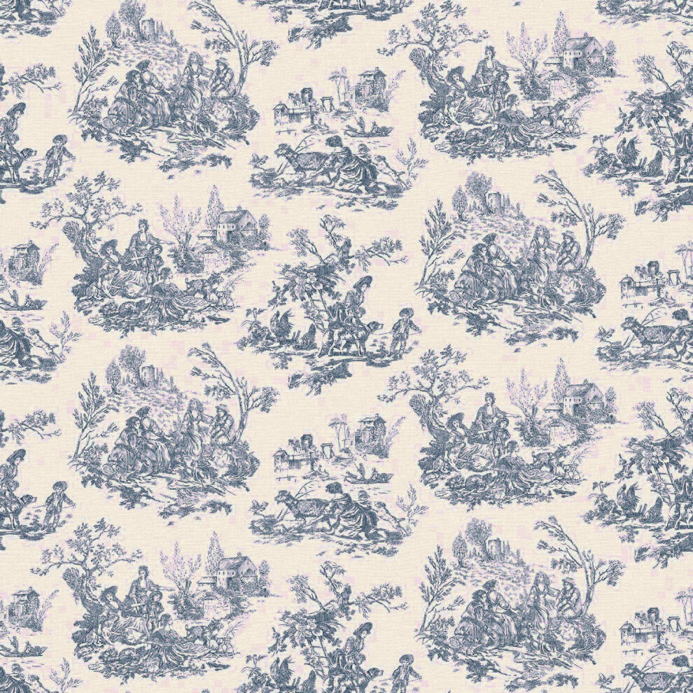 Wallpapershop Toile De Jouy Navy Wallpaper Country Animal Print Traditional Feature Wall