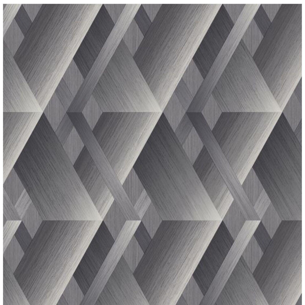 Grandeco Wanderlust Geometric Pattern Feature Wall Paste The Wall Wallpaper Grey