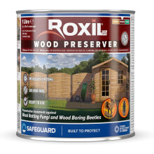 Roxil Wood Preserver (1L) Clear, Odourless Protection Against Wood Destroying Fungi and Beetles Such as Dry Rot, Wet Rot, Fungal Attack and Woodworm