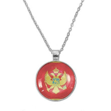 (60cm or 23.6 Inches, Silver Color) Montenegro Flag Pendant Necklaces for Women Men Montenegrin Jewelry D0056