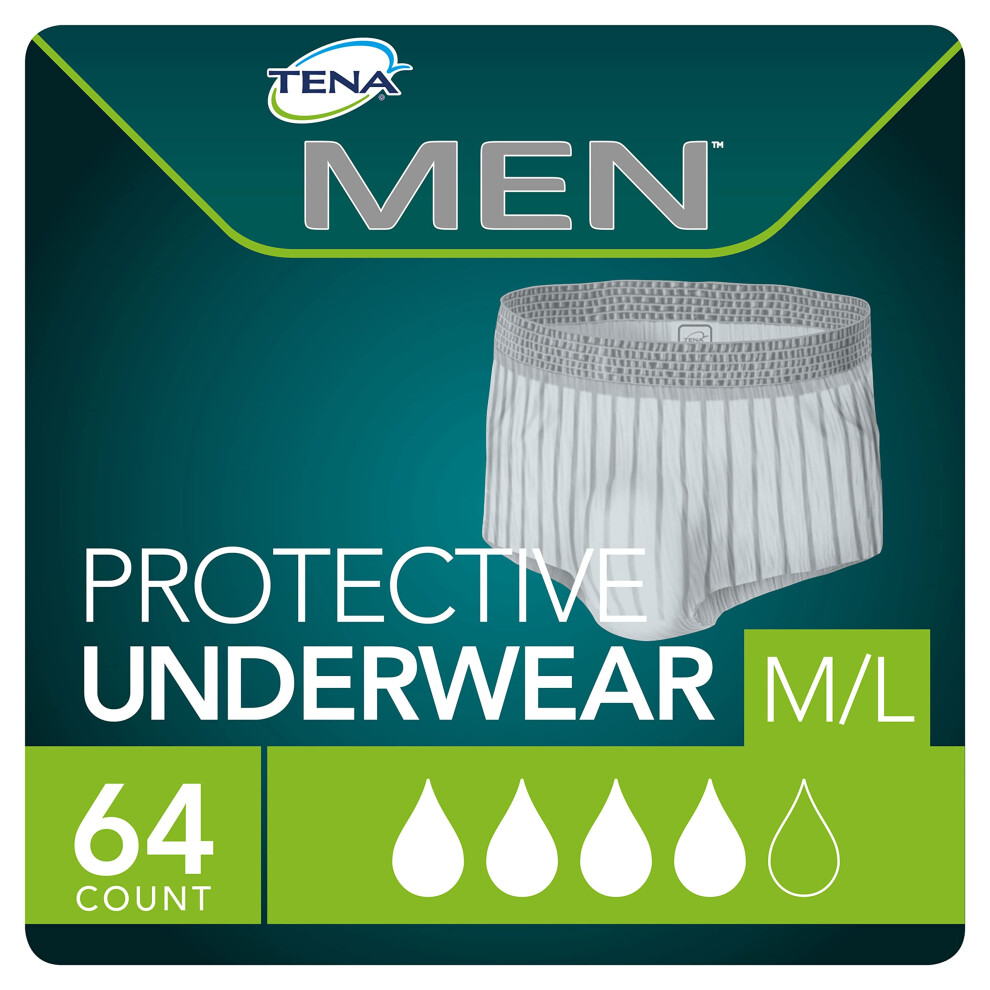 Tena Incontinence Underwear For Men Super Plus Absorbency Proskin - Medium/Large - 64 Count