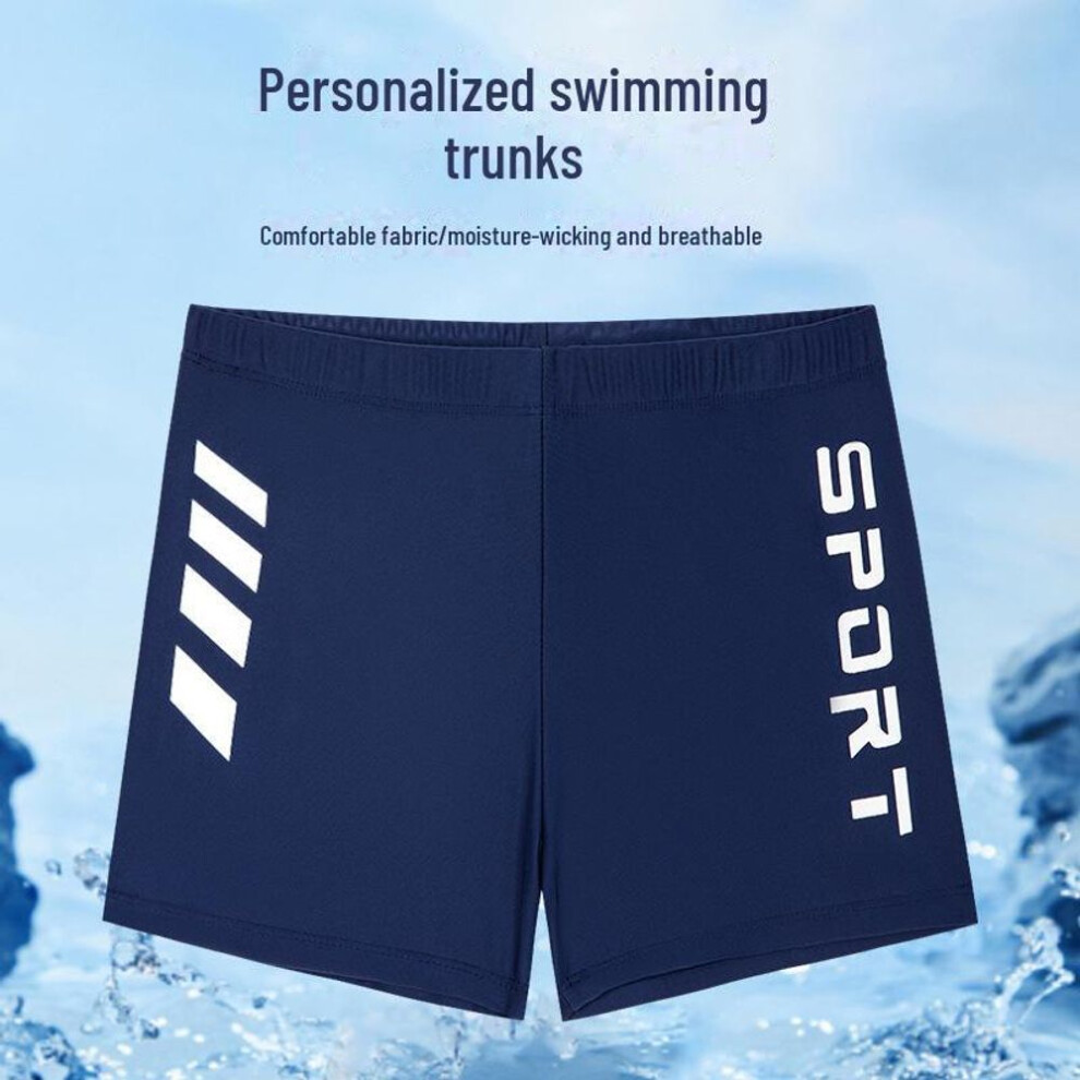 (L (30-39 kg recommended)) Boys' Personalized Swimming Trunks for Ages 4-12 - Professional Training Swimwear with Letter Printing