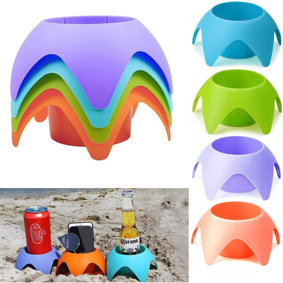 4Pack Beach Vacation Accessories Essentials Drink Cup Holder Sand Beach Supplies Trip Gear Coasters Holding Beverage Phone Sunglass Key-image-OPC-PH9GQQM-NEW