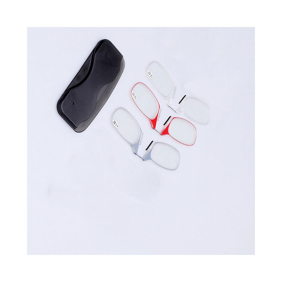 (Gray, +2.00) Ultra Thin Reading Glasses Nose Clip Optics Presbyopic +1.0 ~ +3.0