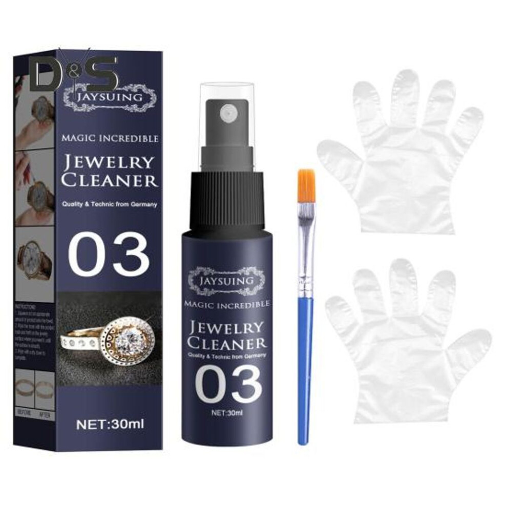 Jewelry Cleaner Spray Kit with Gloves Brush Universal Easy to Use Jewelry Cleaning Spray Long-Lasting Shiny Protection Jewelry Cleaner for All Jewelry