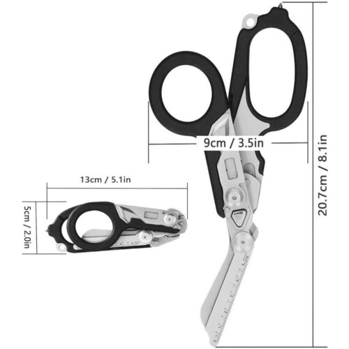 6 In 1 Multi-function Trauma Shears ，Stainless Steel Foldable Emergency Response Shears, Outdoor Camping Rescue Scissors Tools With Strap 2
