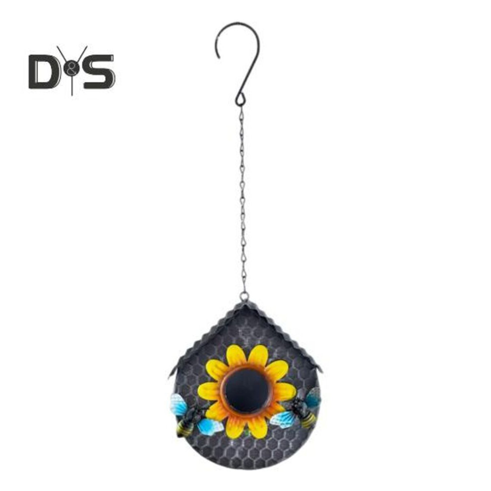 (black) Beehive Birds House Outside Hanging Mini Honeycomb Birdhouses With Sunflower Ornament Metal Wildbird Nest For Outdoor Garden Lawn Decor