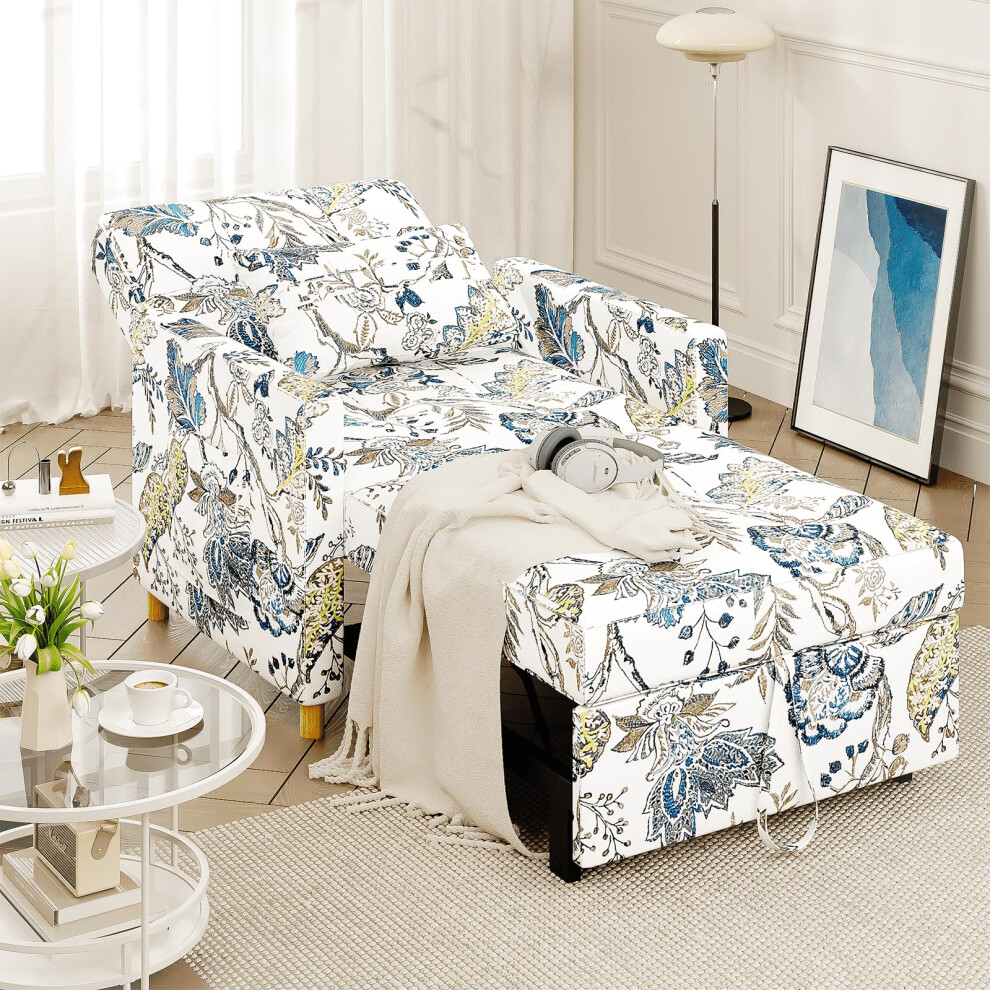 (Floral) YODOLLA Adjustable Sofa Bed Chair Sleep Armchair