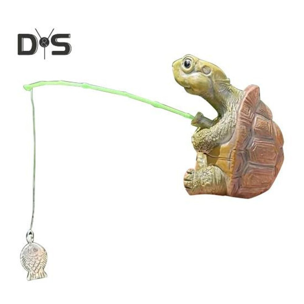 Fishing Turtle Statue Resin Miniature Turtle Figurine Water Feature Decor Mini Turtle Sculpture For Garden Patio Pond