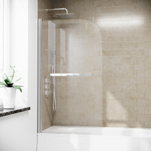 Nes Home Frameless 800mm Bath Shower Screen with Glass Swing Door and Towel Bar